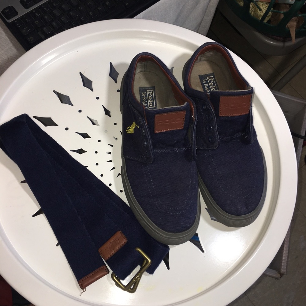 *HP* Navy Polo Ralph Lauren Canvas Shoe & Belt Set